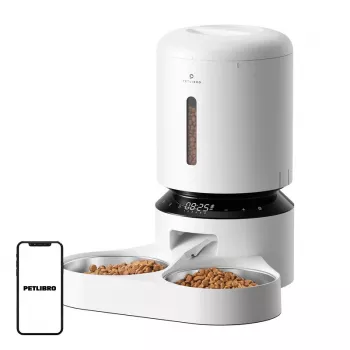 Automatische voerbak Aptel Granary met dubbele bak 5 L, wit
