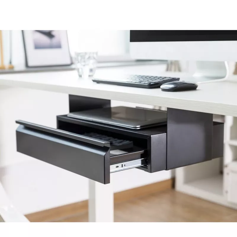 Onderbureau-lade MACLEAN MC-875 – stalen plateau, voor montage onder het bureau, draagvermogen tot 5 kg