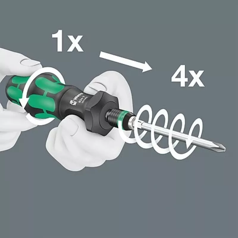 Wera 826 T Kraftform Turbo Bithouder-schroevendraaier met Rapidaptor, 1/4 inch