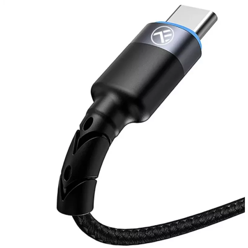 Datakabel Tellur USB naar Type-C LED nylon gevlochten 1,2 m zwart