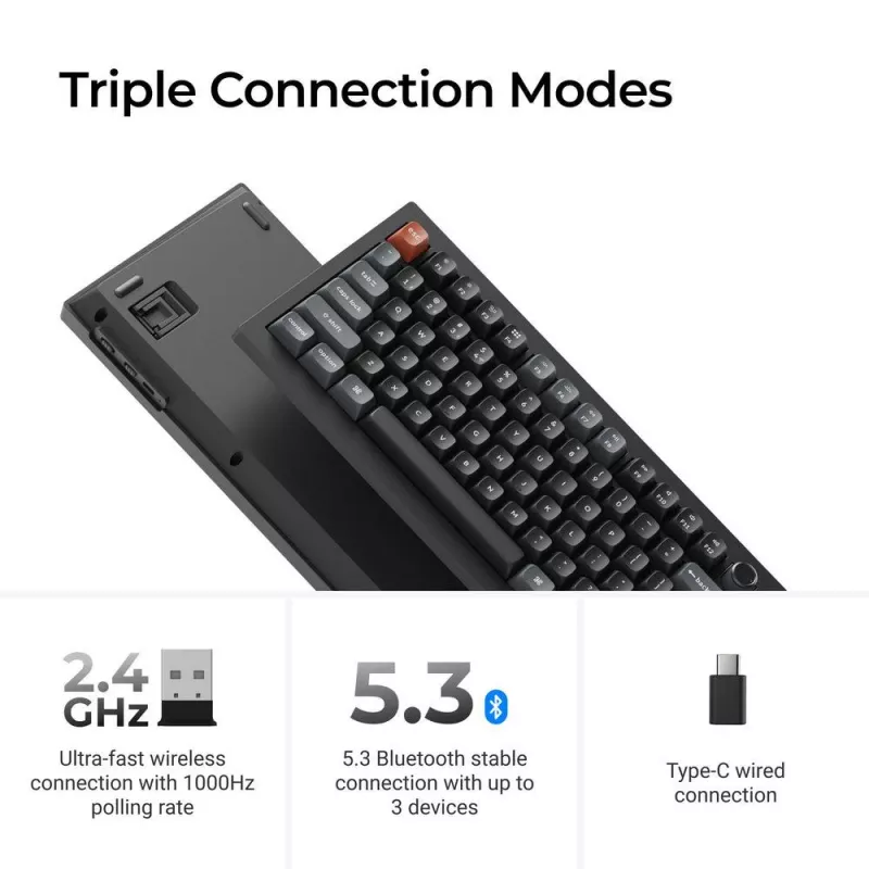 Mechanisch Full-size toetsenbord Keychron V6 Ultra 8K — QWERTY, Bluetooth, RGB, zwart
