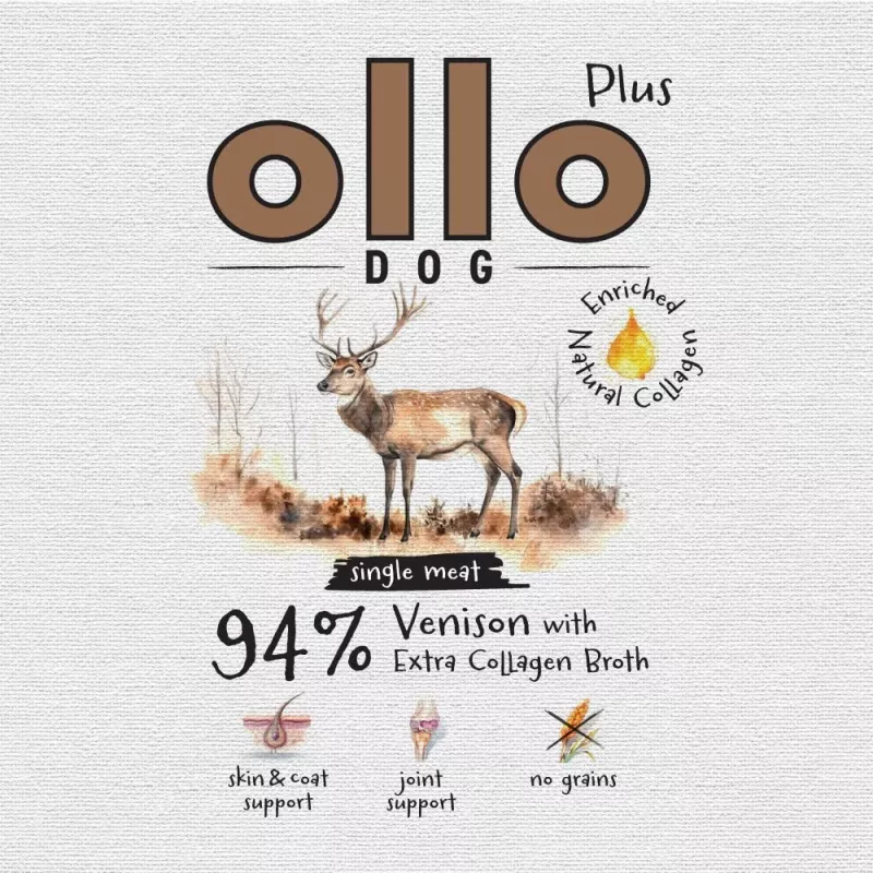 Ollo Plus collageen hert 400g hondenvoerblik