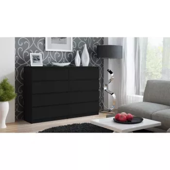 Kommode top e shop M8 140 CZERŃ — 8 laden, spaanplaat, 1380×400×970 mm, zwart