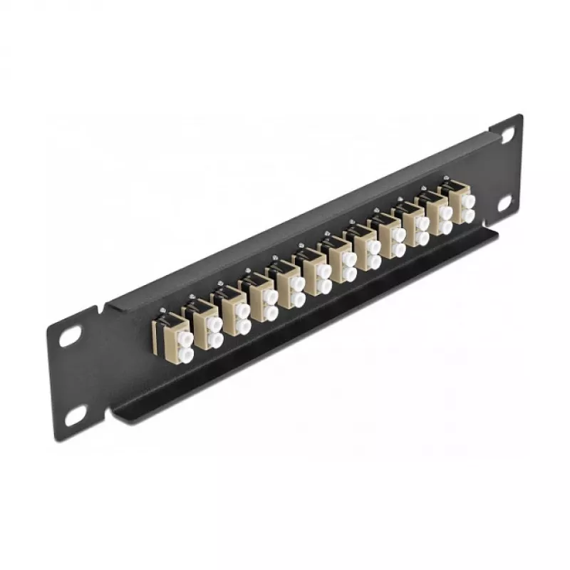 Glasvezel patchpaneel DeLOCK 10 inch 12 poorten LC duplex beige 1U zwart