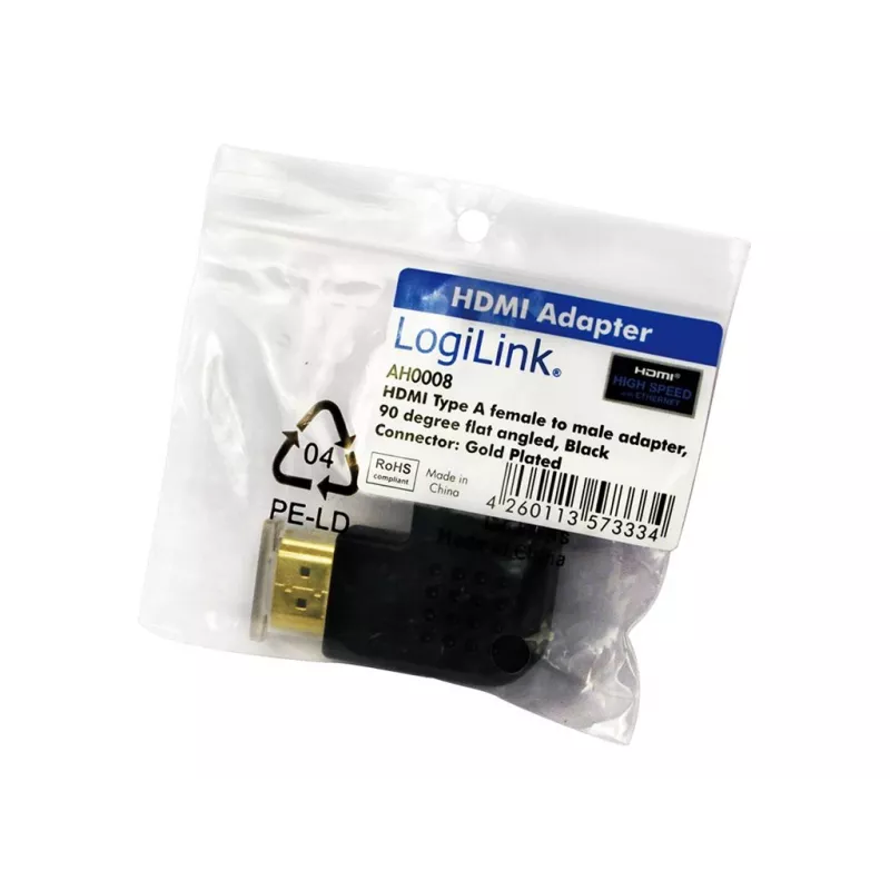 HDMI-koppeladapter LOGILINK AH0008 — HDMI naar HDMI, zwart, vergulde contacten
