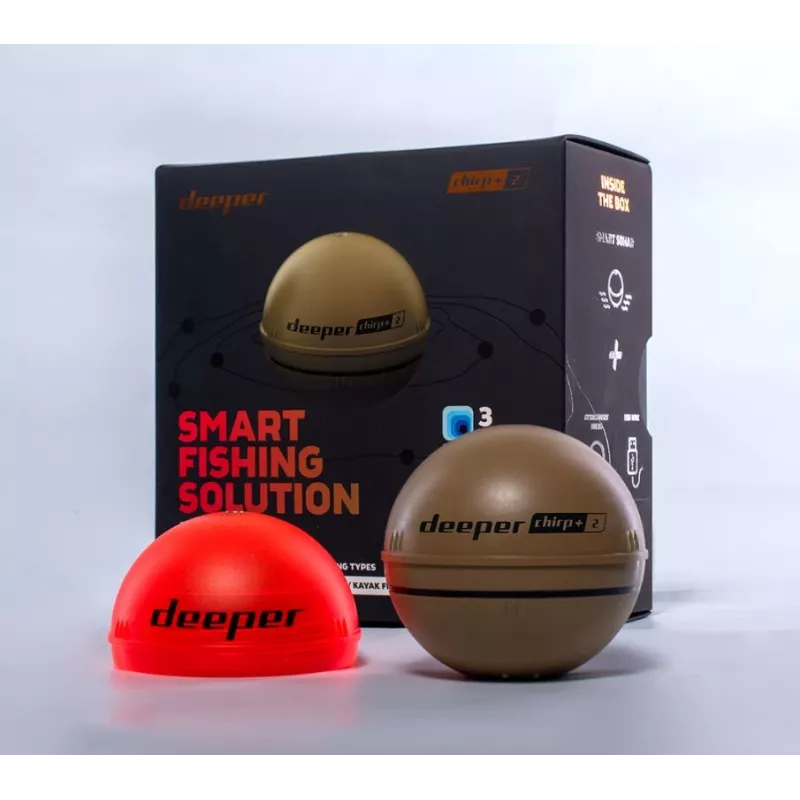Draagbare fishfinder Deeper CHIRP+ 2 (100 m, 675 kHz, 47° kegel, Wi‑Fi, GPS, zandkleurig)