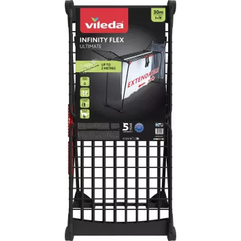 Vrijstaand wasrek VILEDA Infinity Flex Ultimate — staal, zwart, 1 stuk, 5 jaar garantie