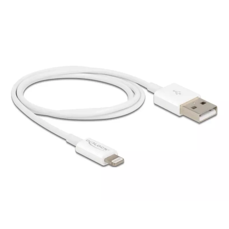 USB-datakabel en oplaadkabel DeLOCK 83000 voor iPhone iPad iPod wit 1 m