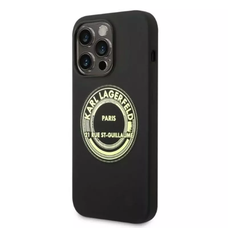 Karl Lagerfeld soft cover silicone RSG zwart voor Apple iPhone 14 Pro KLHCP14LSRSGRCK