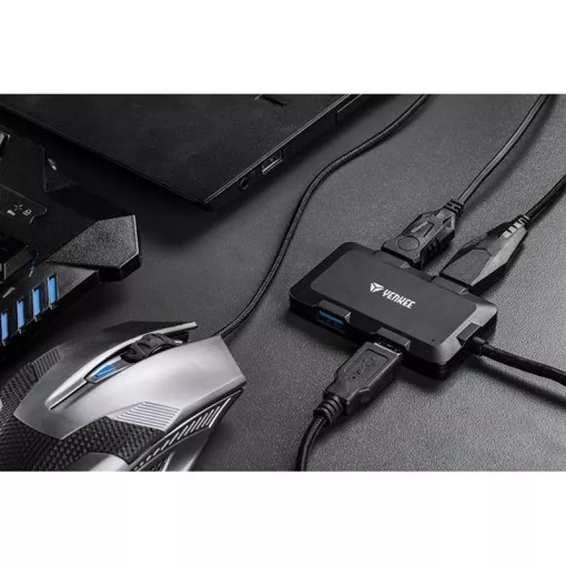 Yenkee YHB 4341BK 4-poorts USB 3.0-hub met Micro USB-voedingsingang
