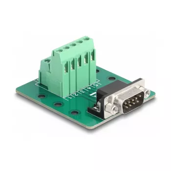 DeLOCK D-Sub 9-polig stekker naar klemmenstrook voor DIN-rail breedte 51 mm diepte 58 mm hoogte 30 mm
