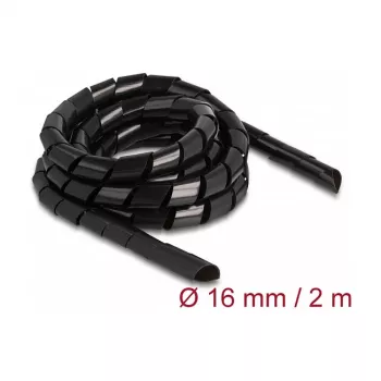 DeLOCK spiraalslang flexibel 2 m x 16 mm zwart polyethyleen