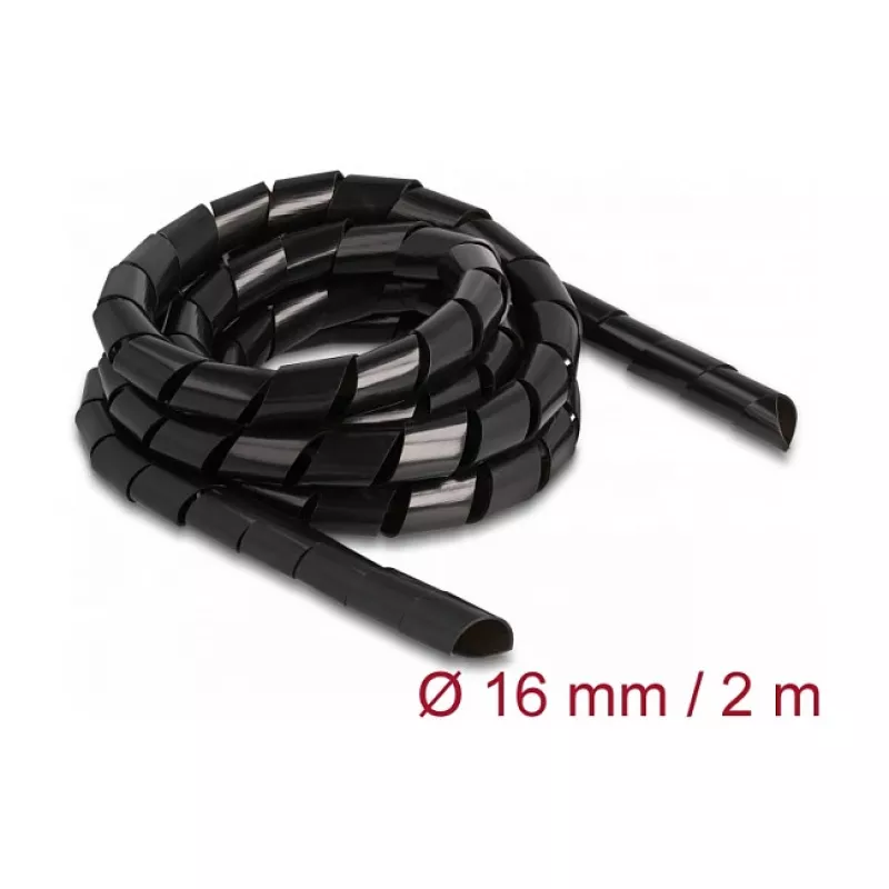 DeLOCK spiraalslang flexibel 2 m x 16 mm zwart polyethyleen