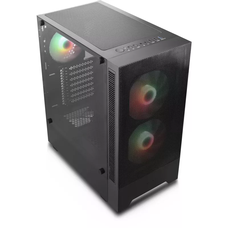 PC-behuizingset Silentware Flow 100 ARGB MESH — 2×140 mm voorzijde, 1×120 mm achterzijde