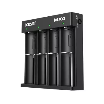 Lader XTAR MX4 4-slot universeel Li-Ion NiMH USB-C, zwart, ondersteunt 4 batterijen