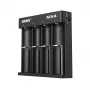 Lader XTAR MX4 4-slot universeel Li-Ion NiMH USB-C, zwart, ondersteunt 4 batterijen