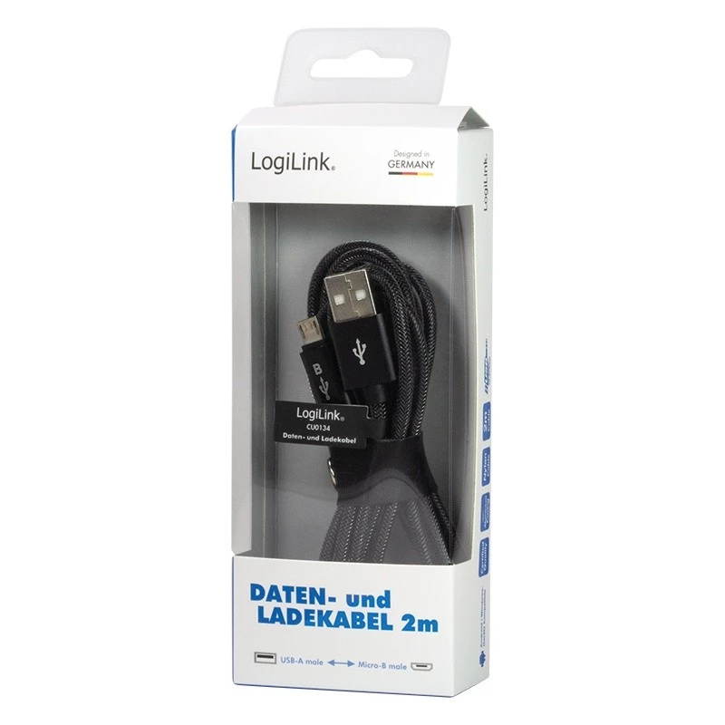 Sync- en oplaadkabel USB-A naar Micro-B stekker 2m
