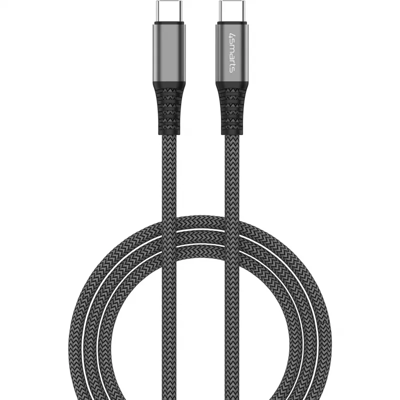 4smarts PremiumCord - USB-kabel - USB-C (M) naar USB-C (M) - USB 2.0 - 20 V - 5 A - 1,5 m - USB-voeding (100 W) - zwart