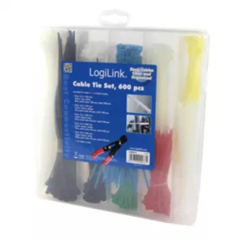 Kabelbinders LogiLink KAB0019 nylon zwart blauw groen rood wit