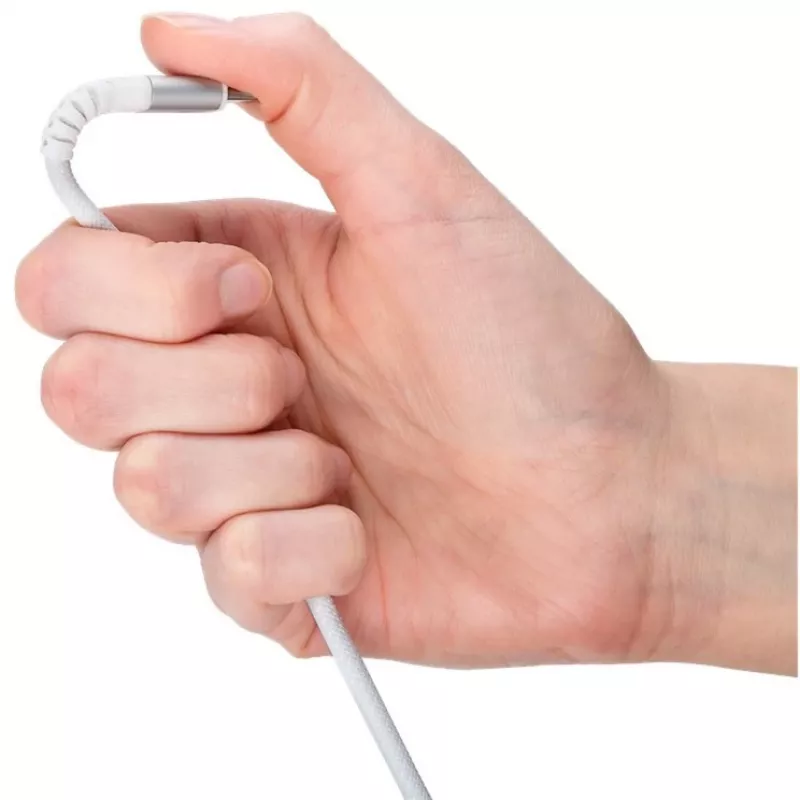 Superzachte USB 2.0 gevlochten kabel, USB-C stekker > USB-C stekker (wit, 3 meter)