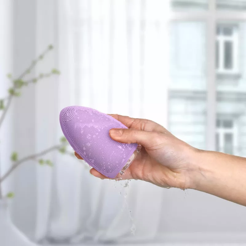 Vibrerende gezichtsborstel Silk'n Bright lila net-/batterijvoeding voor alle huidtypes