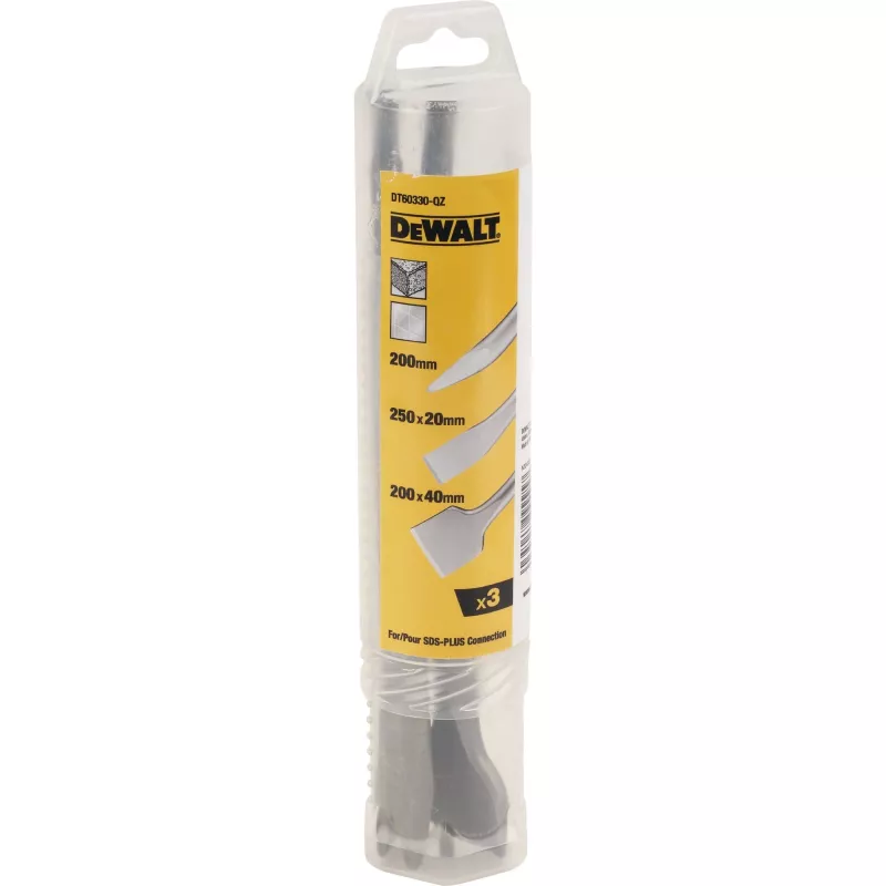 DeWALT 20 mm x 250 mm, 40 mm x 250 mm, 250 mm SDS beitelset