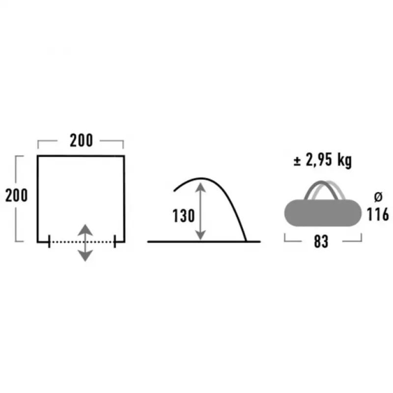 Strandtent High Peak Calida 80 — aluminium/grijs, polyester, hoogte 1300 mm, grondzeil, 4 zandzakken