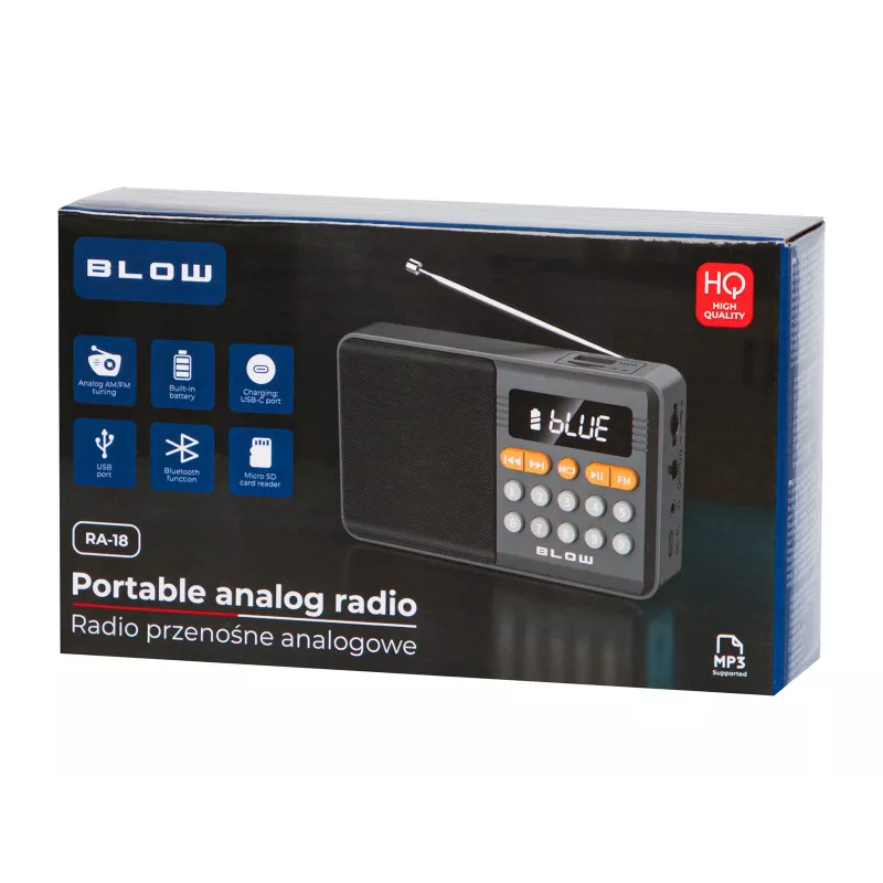Draagbare analoge AM/FM-Bluetooth-radio BLOW RA18 met FM-tuner en Bluetooth-connectiviteit