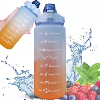 Extralink Motivatie-sportdrinkfles, 2000 ml sportdrinkfles, blauw-oranje, BUT-993