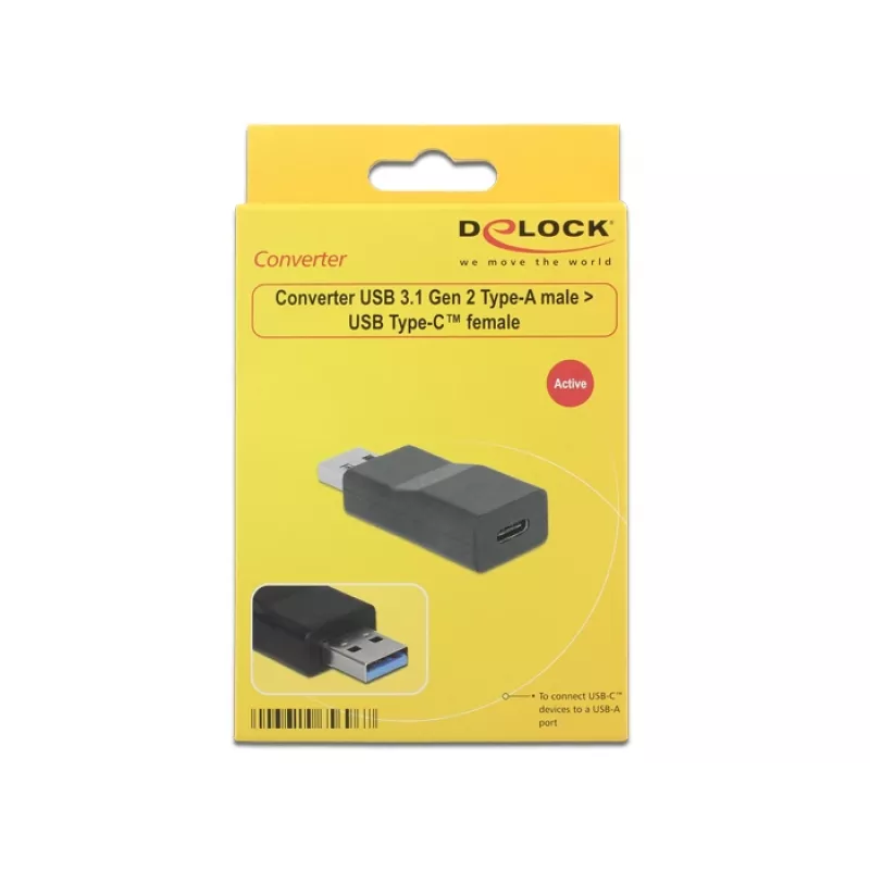 Kabeladapter DeLOCK 65696 USB 3.1 Gen 2 Type-A naar Type-C zwart