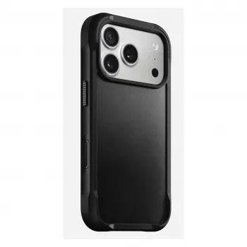 Telefoonhoesje Nomad Rugged Leather Case voor Apple iPhone 17 Pro, leer/TPU/PC/aluminium, geschikt voor 16 cm (6,3 inch) schermen, zwart