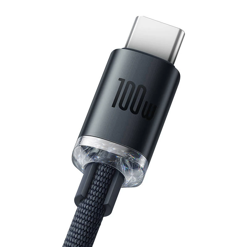 Baseus Crystal Shine kabel USB naar USB-C, 100W, 2m (zwart)