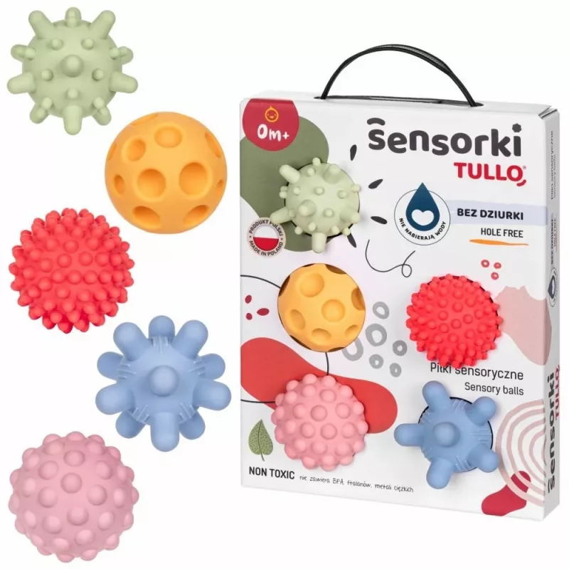 Sensorische ballen zonder gaten TULLO pastel, 5 stuks