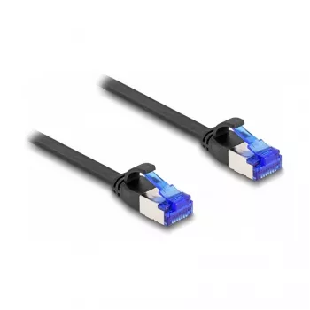 Netwerkkabel DeLOCK RJ45 platte patchkabel stekker op stekker Cat.6A 0,25 m zwart