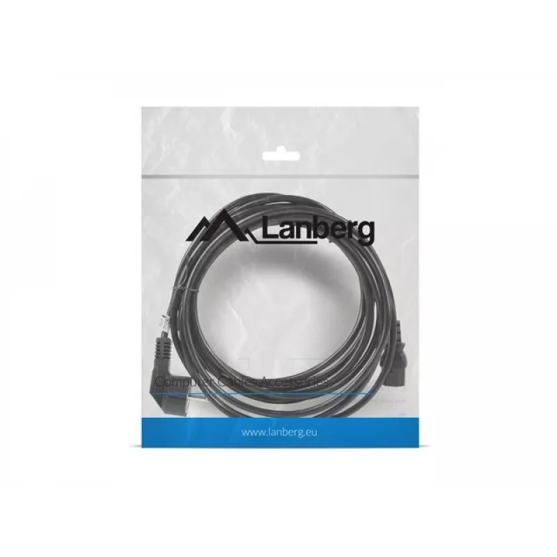 Netkabel LANBERG CA-C13C-11CC-0050-BK – 5 m, C13-koppeling naar CEE7/7, haaks C13