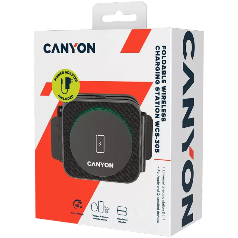 Oplader Canyon WS-305 zwart snelladen ingangsspanning 9/12 V