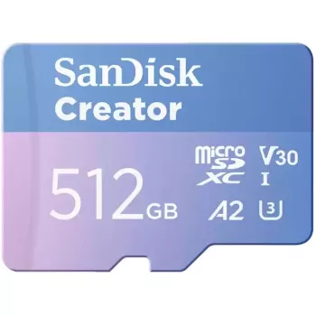 SanDisk Creator MicroSD-geheugenkaart 512 GB, hoge overdrachtssnelheden tot 190 MB/s