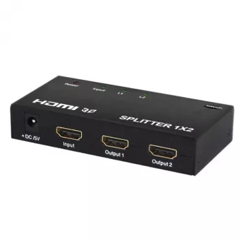 HDMI-videosplitter SAVIO CL-42 — 2x HDMI-uitgangen, 1920x1080, 36-bit kleur, metalen behuizing, 5V/1A