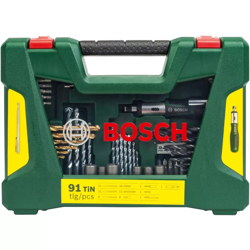 V-Line TIN boor-/bitset, 91-delig, boor- & bitset (groen)