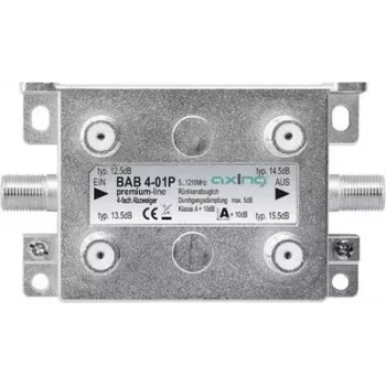 axing BAB 4-01P - kabelsplitter - 5 - 1218 MHz - grijs - A - F - 93 mm