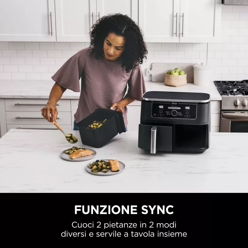 Ninja AF400EU heteluchtfriteuse dubbel 9,5 L standalone 2470 W heteluchtfriteuse zwart