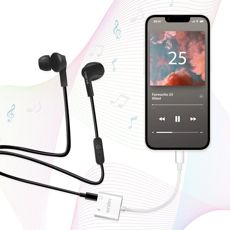 LogiLink USB-C audio-adapter USB-C/M naar 2x USB-C/F 60W PD wit
