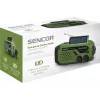 Draagbare UKW/MW-radio SENCOR SRD1000SCLGR met Bluetooth, solar-/slinger-/USB-C-laden, 2000mAh-accu, IPX4, LED-lampen