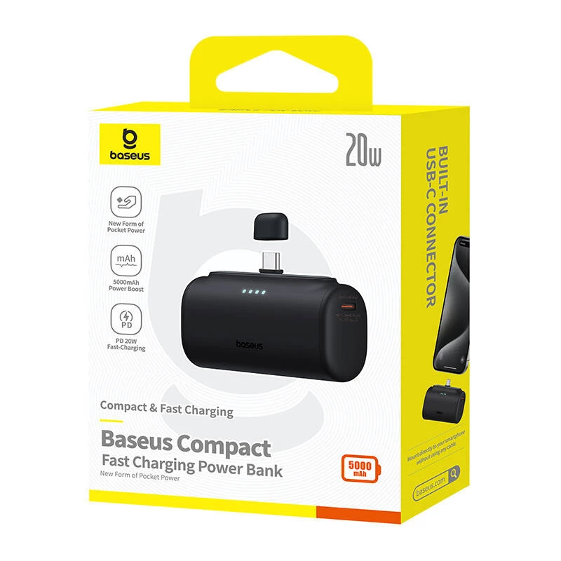 Baseus Compact P10068306113-00 lithium-ion powerbank 5000 mAh zwart