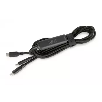 DIGITUS USB-C 2in1 oplaadkabel 140W, USB-C naar 2×USB-C, 1,8 m, USB 2.0, zwart