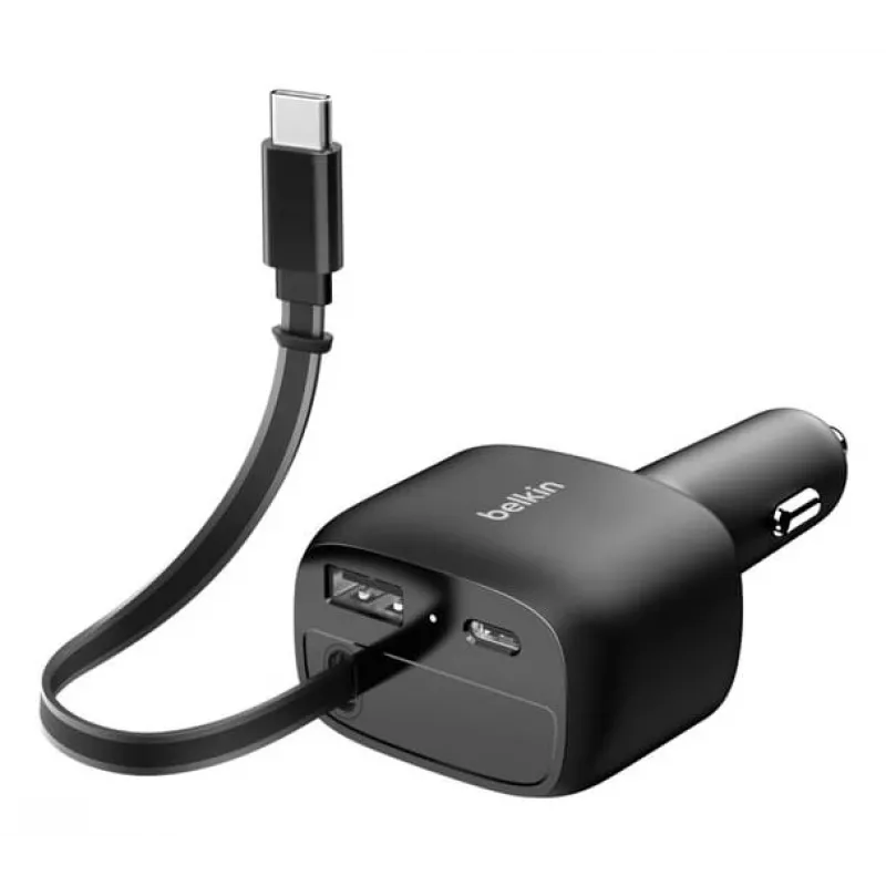 Belkin 75W 2-poorts met oprolbaar USB-C-snoer auto - kabel (CCC001HQBK)