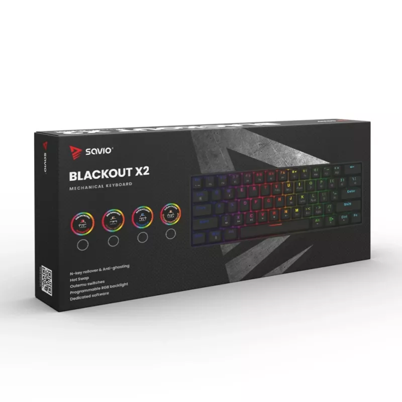 SAVIO BLACKOUT X2 mechanisch toetsenbord OUTEMU Red, hot swap