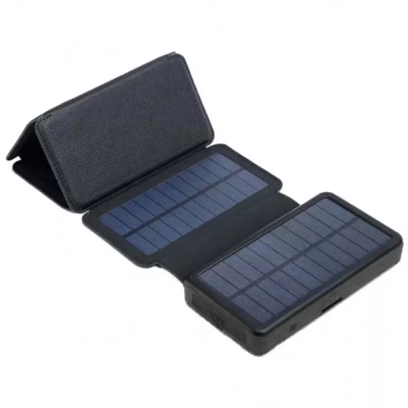 PowerNeed ES20000B opvouwbaar zonnepaneel met powerbank, 9 W, 20000 mAh, Li-Poly, 2x USB 2 A, zwart