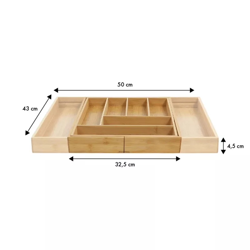 Besteklade-organizer GreenBlue GB379 bamboe-inzet met vakken, natuurlijke afwerking