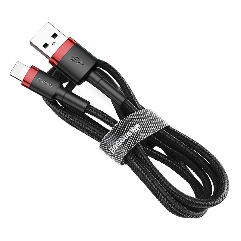 USB-A naar Lightning-kabel Baseus Cafule 2.4A QC 3.0, 1 m — zwart/rood
